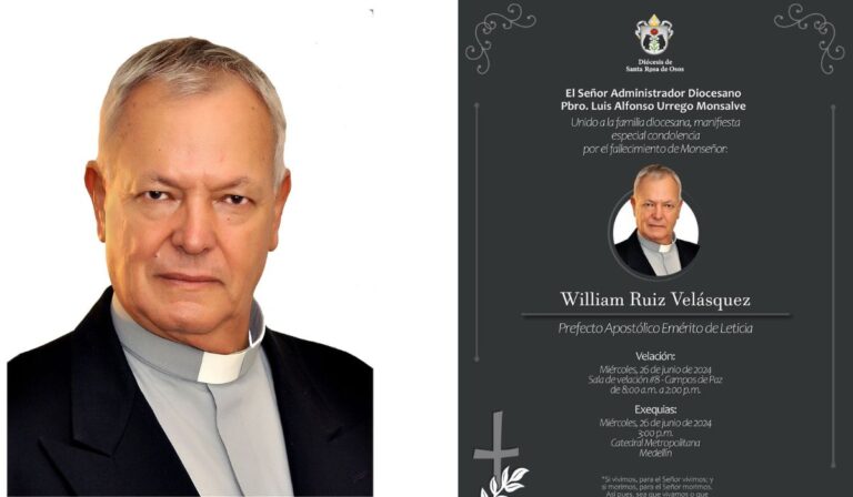 Fallece en Colombia monseñor William de Jesús Ruiz Velásquez, prefecto apostólico emérito de Leticia